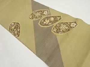 斜線に花喰い鳥模様織出し袋帯